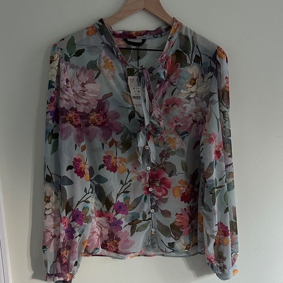 NWT Zara Floral Tie Blouse - Picture 4 of 5